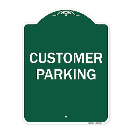 Signmission Designer Series Customer Parking, Green & White Heavy-Gauge Aluminum Sign, 24" x 18", GW-1824-9855 A-DES-GW-1824-9855